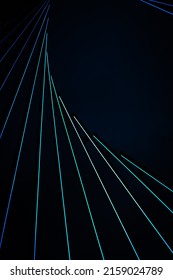 LONDON, UNITED KINGDOM - Jan 01, 2022: A Vertical Shot Of Blue Neon Lights At An Art Installation In Coal Drops Yard, London, UK 