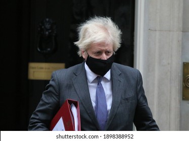 London, United Kingdom - January 20 2021: UK Prime Minister Boris Johnson leaves 10 Downing Street.