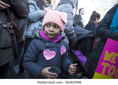 London, United KIngdom - January 21, 2017: London Women's March. A protest march in London in solidarity with the women's march in Washington DC showed the liberal people speaking out.
