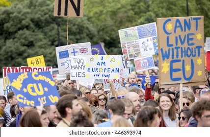 London, United Kingdom - July 2, 2016: March for Europe. Following the close result in the recent referendum in the UK, the 48% marched today to call for a resolution of the issue.