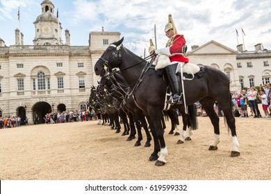 LONDON, UNITED KINGDOM - JUNE 14, 2016: Royal Guards parade at the Admiralty House in London, England, United Kingdom on June 14, 2016