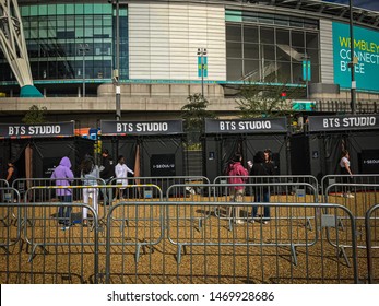 London, United Kingdom - June 2, 2019: Fans waiting to enter BTS Studio before BTS's second concert at Wembley Stadium starts.