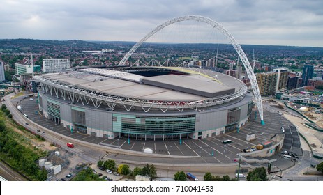 LONDON, UNITED KINGDOM - JUNE 3, 2017 - Aerial view of Wembley stadium in North London