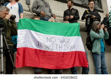 London, United Kingdom, June 4th 2019:- Protesters gather in Trafalgar Sqaure to protest the State visit to the UK by American President Donald Trump