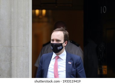 London, United Kingdom - March 10 2021:  Secretary Of State For Health And Social Care Matt Hancock  Is Seen Leaving 10 Downing Street. 