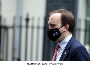 London, United Kingdom - March 10 2021:  Secretary of State for Health and Social Care Matt Hancock  is seen leaving 10 Downing Street. 