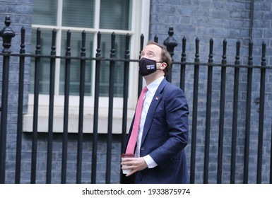 London, United Kingdom - March 10 2021: Secretary Of State For Health And Social Care Matt Hancock Is Seen Arriving In Downing Street.