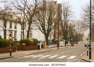 London, United Kingdom; March 16th 2011: The Iconic Beatles Crosswalk In Front Of The Music Recording Studios On Abbey Road.