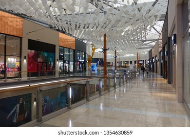 London / United Kingdom - March 18 2019: Photo from interior of famous Icon Outlet stores mall inside O2 Arena