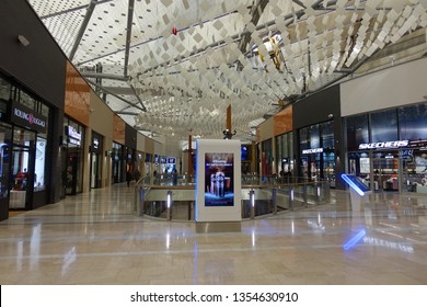London / United Kingdom - March 18 2019: Photo from interior of famous Icon Outlet stores mall inside O2 Arena