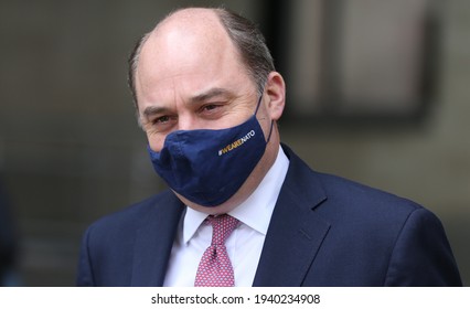 London, United Kingdom - March 21 2021: Secretary Of State For Defence Ben Wallace Is Seen Outside BBC New Broadcasting House.