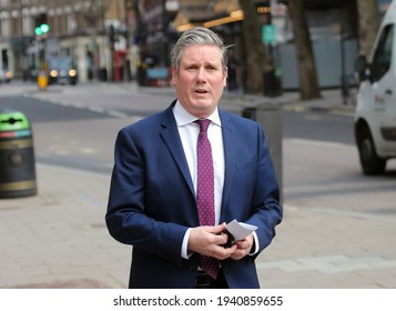 London, United Kingdom - March 22 2021: Labour Party leader Keir Starmer  is seen leaving LBC Radio.