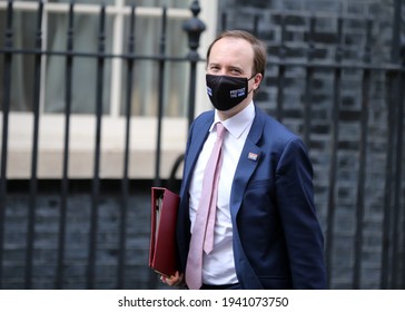 London, United Kingdom - March 22 2021: Secretary Of State For Health And Social Care Matt Hancock Is Seen At Downing Street.