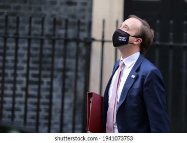 London, United Kingdom - March 22 2021: Secretary Of State For Health And Social Care Matt Hancock Is Seen At Downing Street.