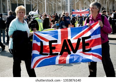 London, United Kingdom, March 29th 2019:- Pro Brexit Protesters Outside The British Parliament Demanding A No Deal Brexit Leaving On WTO Terms