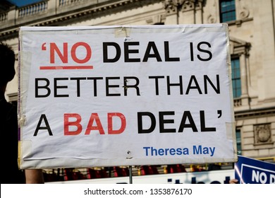 London, United Kingdom, March 29th 2019:- Pro Brexit Protesters Outside The British Parliament Demanding A No Deal Brexit Leaving On WTO Terms