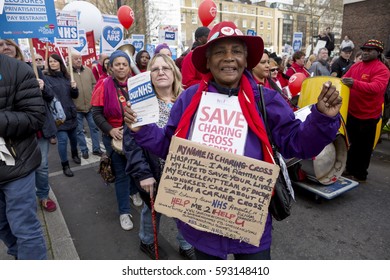 London, United Kingdom - March 4, 2017: March 4th March for the NHS. A march was held today by ordinary people who are very angry and concerned about cuts to the National Health Service.