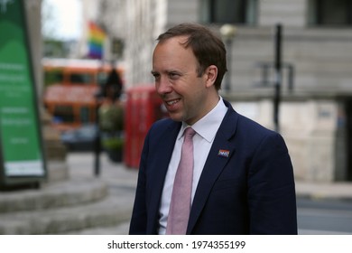 London, United Kingdom - May 16 2021: UK Health Secretary Matt Hancock Is Seen Outside BBC After Appearing On The Andrew Marr Show.