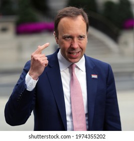 London, United Kingdom - May 16 2021: UK Health Secretary Matt Hancock Is Seen Outside BBC After Appearing On The Andrew Marr Show.