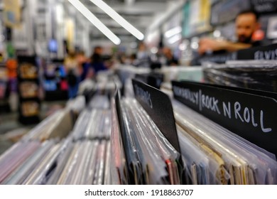 London, United Kingdom - May 20, 2018 : A Public Vintage Music Shop In London, UK  