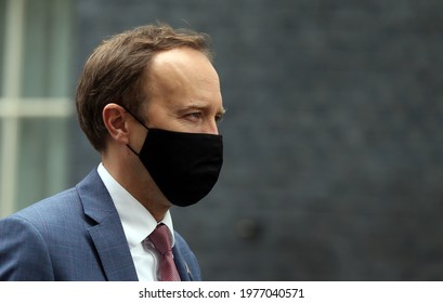 London, United Kingdom - May 20 2021: Secretary Of State For Health And Social Care Matt Hancock  Is Seen At Downing Street.