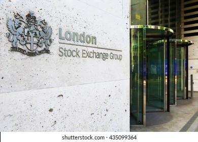 London, United Kingdom - May 27, 2016: Entrance Of London Stock Exchange. No People.