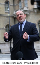 London, United Kingdom - May 30 2021: UK Minister For Covid Vaccine Deployment Nadhim Zahawi Is Seen Outside BBC New Broadcasting 