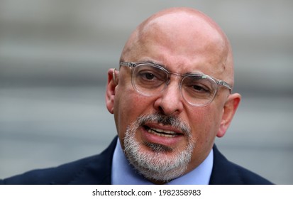 London, United Kingdom - May 30 2021: UK Minister For Covid Vaccine Deployment Nadhim Zahawi Is Seen Outside BBC New Broadcasting 