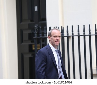 London, United Kingdom - November 16 2020: UK Foreign Secretary Dominic Raab  Passes By Number 11 On His Way To 10 Downing Street.
