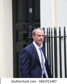 London, United Kingdom - November 16 2020: UK Foreign Secretary Dominic Raab  Passes By Number 11 On His Way To 10 Downing Street.
