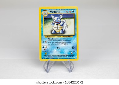 LONDON, UNITED KINGDOM - NOVEMBER 2020: Wartortle Pokemon Card Front - The Pokémon Trading Card Game Is A Collectible Card Game, Based On Nintendo's Pokémon Franchise Of Video Games And Anime.