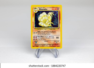 LONDON, UNITED KINGDOM - NOVEMBER 2020: Ninetales Pokemon Card Front - The Pokémon Trading Card Game Is A Collectible Card Game, Based On Nintendo's Pokémon Franchise Of Video Games And Anime.