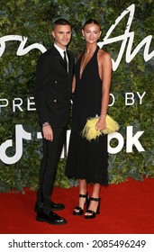 London, United Kingdom - November 29, 2021: Romeo Beckham And Mia Regan Arrive At The Fashion Awards 2021 At Royal Albert Hall In London, England.