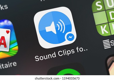 London, United Kingdom - October 01, 2018: Screenshot Of Facebook, Inc.'s Mobile App Sound Clips For Messenger.