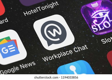 London, United Kingdom - October 01, 2018: Screenshot Of Facebook, Inc.'s Mobile App Workplace Chat By Facebook.