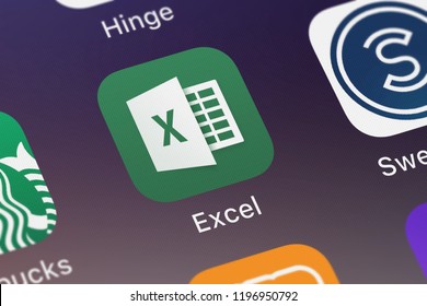 London, United Kingdom - October 01, 2018: Screenshot Of The Mobile App Microsoft Excel From Microsoft Corporation.