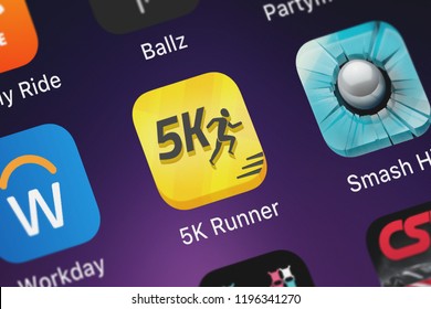 London, United Kingdom - October 05, 2018: Screenshot Of The Mobile App 5K Runner: Couch Potato To 5K From FITNESS22 LTD.