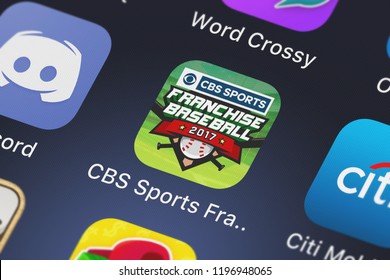 London, United Kingdom - October 05, 2018: Screenshot Of CBS Interactive's Mobile App CBS Sports Franchise Baseball.