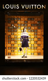 LONDON UNITED KINGDOM, OCTOBER 27 2018: The Louis Vuitton Shop Inside The Harrods Department Store In London City United Kingdom. Editorial Use.