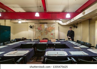 London, United Kingdom - October 3 2013: The Cabinet War Room, Part Of The Churchill War Rooms Museum
