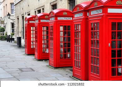 London, United Kingdom - red telephone boxes of Broad Court, Covent Garden.
