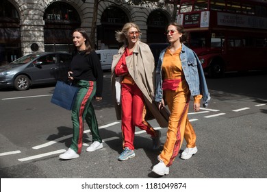 LONDON, United Kingdom- SEPTEMBER 14 2018: Lady On The Street During The London Fashion Week