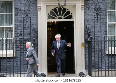 London / United Kingdom - September 9 2020: British Prime Minister Boris Johnson leaves Downing Street to attend PMQ at House of Commons.