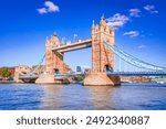 London, United Kingdom. Tower Bridge, suspension bridge crosses the River Thames close to the Tower of London.