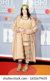 London, United Kingdom-February 18, 2020: Billie Eilish  Attends The Brit Awards At The 02 Arena In London, UK.