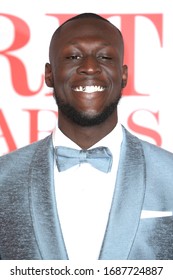 London, United Kingdom-February 21, 2018: Stormzy attends the BRITS Awards at the O2 Arena in London, UK.