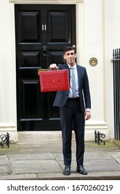 London, United Kingdom-March 11, 2020: Rishi Sunak, Chancellor of the Exchequer, leaves No.11 Downing Street to present his budget at the House of Commons in London, UK.