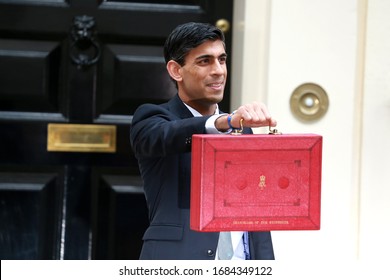 London, United Kingdom-March 11, 2020: Rishi Sunak, Chancellor Of The Exchequer, Leaves No.11 Downing Street To Present His Budget At The House Of Commons In London, UK.