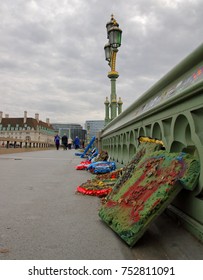 London, Westminster Bridge - A Terrorist's Attack Place, Wreath, Place Of Remembrance