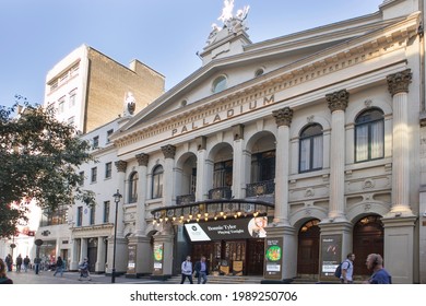 London, Westminster  United Kingdom - September 20th 2020 : The exterior of the famous Theatre, London Palladium, situated in Londons West end.